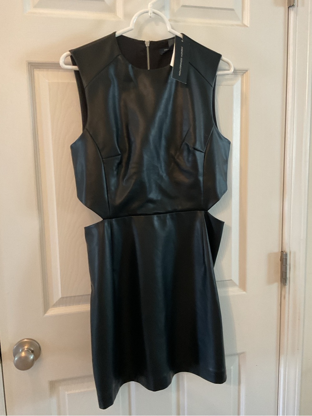 French Connection NWT Black Faux Leather Size 8 Sleeveless Mini Dress